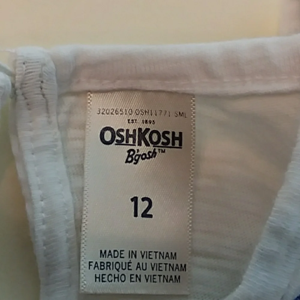 OshKosh Girls 12 White Blue Floral Boho Flutter Sleeve Tank Blouse